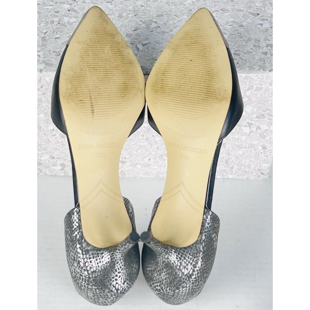 Enzo Angiolini Womens 6.5M Black Pointed Toe Kitten Heel Pumps Gothic Dressy - Picture 14 of 14